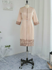 Stylish Mother Of The Bride Dresses Sheath With Jacket Satin Lace Applique