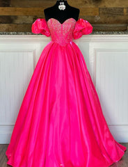 Sweetheart Neck Ball Gown Long Prom Dresses with Beading