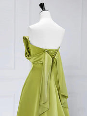 Atmosphere Green A-Line Satin Off Shoulder Long Prom Dresses Long Formal Luxury Dignified Party Dresses