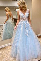 V-Neck A-Line Prom Dress with Appliques