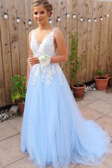 Light Blue Prom Dresses, Dresses For Graduation Party, Formal Dresses