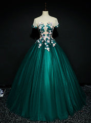 Wear a Classic Green Ball Gown Tulle Short Sleeve Appliques Quinceanera Dresses