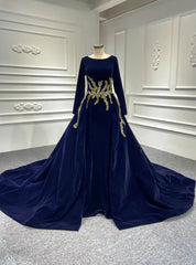 Whether You Are Looking For Blue Ball Gown Velvet Long Sleeve Appliques Beading Prom Dresses