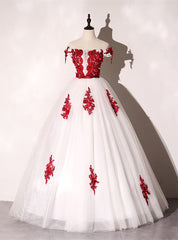 White Ball Gown Tulle Off the Shoulder Appliques Beading Quinceanera Dresses