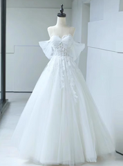 White Tulle Lace Sweetheart Wedding Dresses