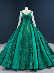 Wide Range Of Green Sequins Satin Long Sleeve Scoop Pleats Prom Dresses