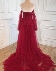 Wine Red Off Shoulder Beaded Long Formal Dresses Wine Red Evening Dresses prom Dresses shops