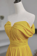 Yellow Chiffon A-line Simple Prom Dresses Yellow Bridesmaid Dresses prom Dresses shops