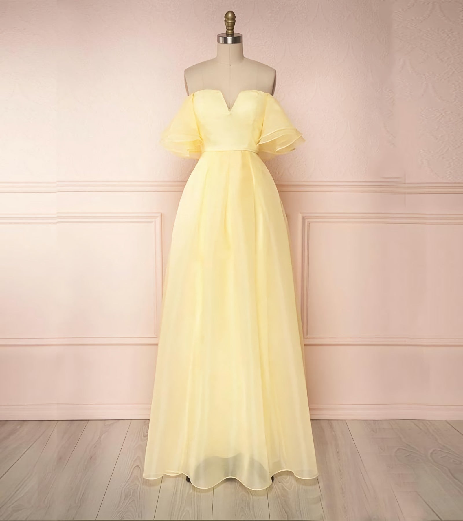 Simple Yellow Long Prom Dress, Evening Dress, 5420