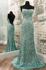 Mint Green Sequined Mermaid Long Evening Dress