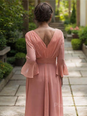 A-Line/Princess V-neck Floor-Length Chiffon Mother of the Bride Dresses With Ruffles