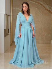 A-Line/Princess V-neck Floor-Length Chiffon Mother of the Bride Dresses With Ruffles