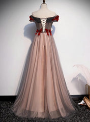 A-line Tulle Ruched Embellished Prom Dress, Long Party Dress