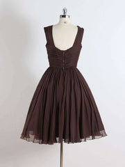 Brown A-Line Short Prom Dresses, Brown Short Formal Dress