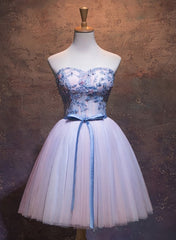 Cute Pink and Blue Homecoming Dress, Tulle Short Prom Dress