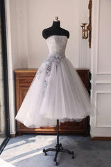 Gray sweetheart neck tulle short dress, gray tulle homecoming dress