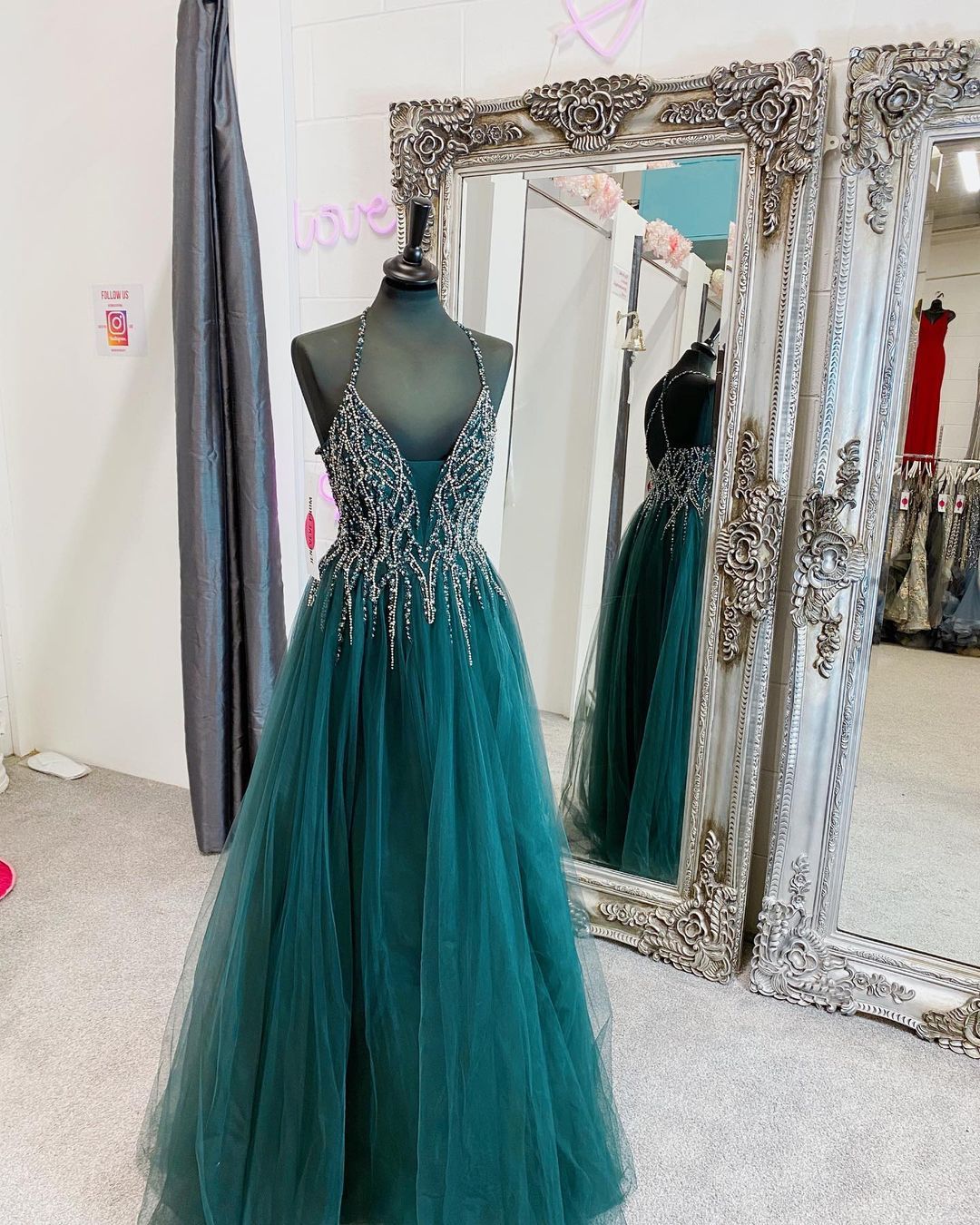 V-neck Beaded Prom Dress, Long Prom Dresses ,formal Prom Dress