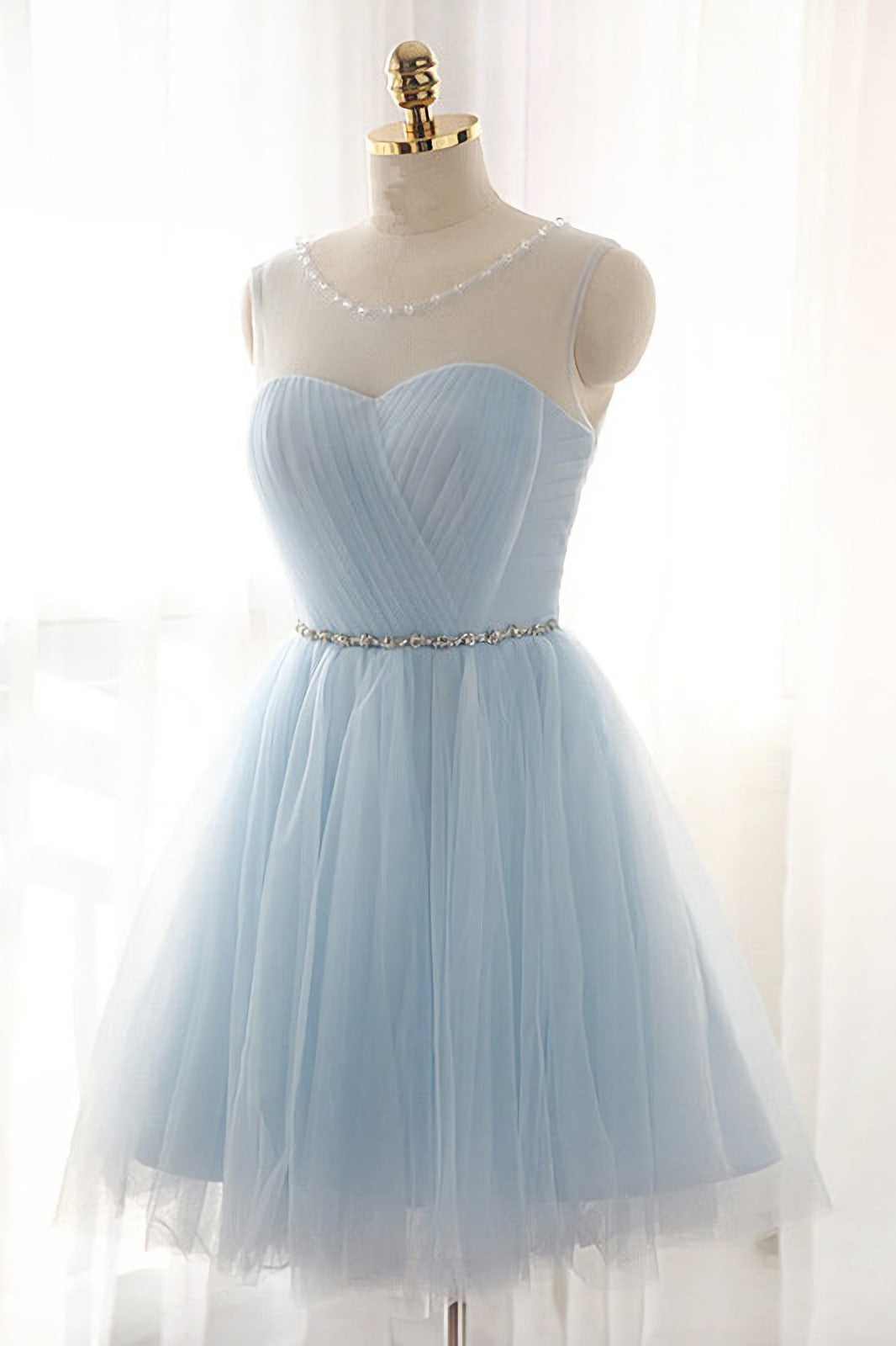 Tulle Short Charming Short Light Blue Cute Prom Dresses